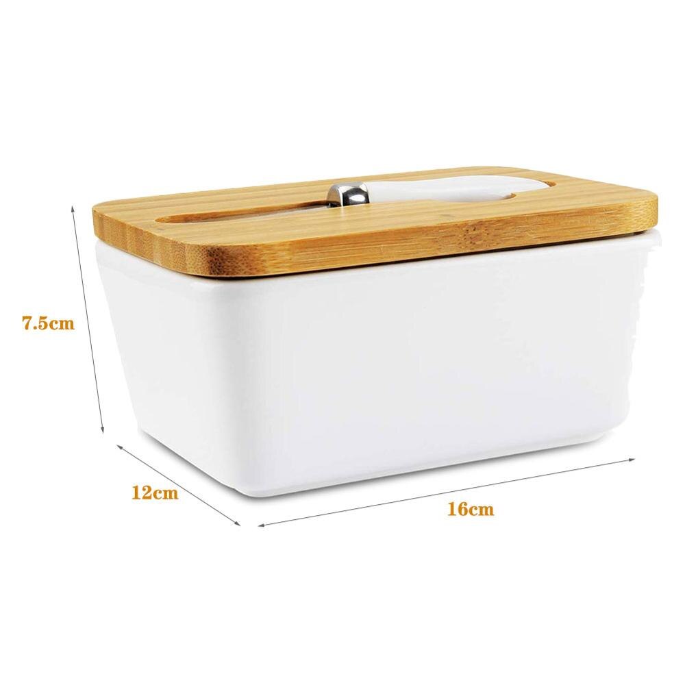 Beurre en porcelaine grand beurre gardien conteneur avec couvercle en bois et coupe-beurre en acier porte-beurre dans la cuisine garder le beurre frais