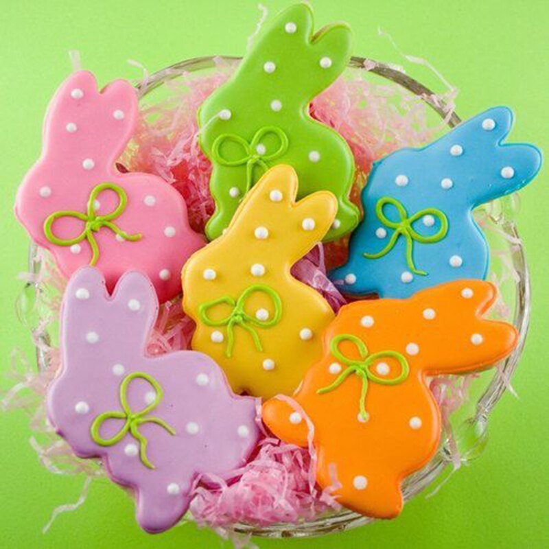 1 Set Easter Egg Rabbit Chicken Shape Cookies Cutter Plastic Fondant Biscuit Mould Cake Mold Baking Tools for Easter Decoration