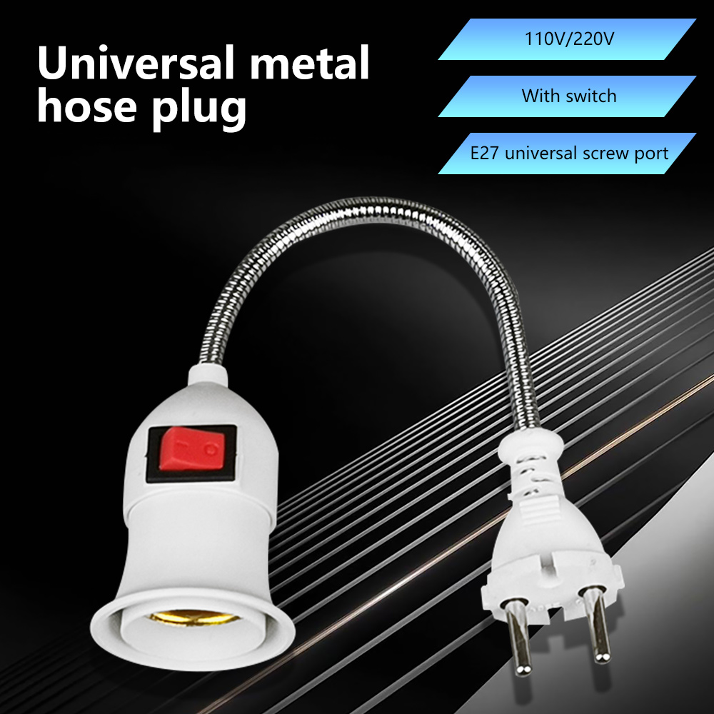 E27-Sockel-Adapter mit Ein-Aus-Schalter auf US-EU-UK-Stecker, flexible Verlängerung, Lampenfassung, Konverter