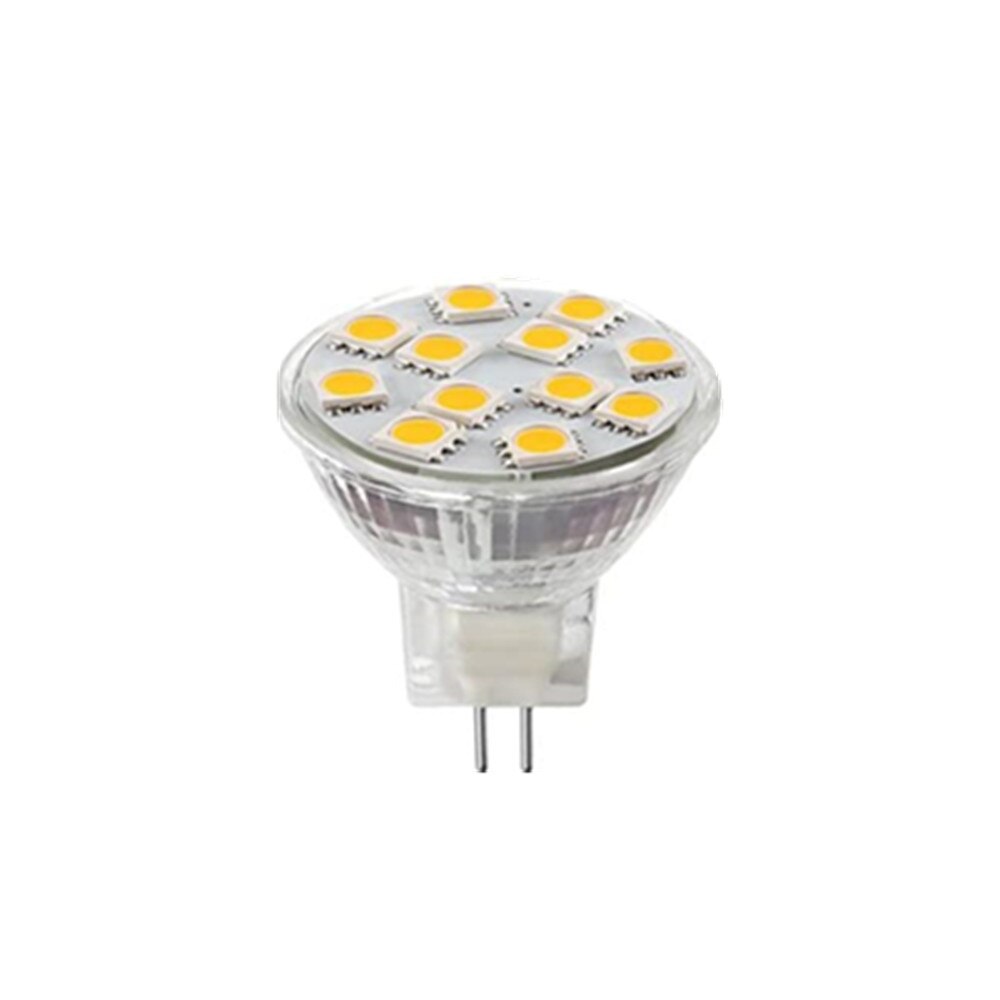 MR11 Led Spotlight 5050 Wit Licht Warm Wit 12LED 12v2.5W Halogeen Vervangende Lamp GU4 Dual Pin Base Sieraden Display 1 stuks