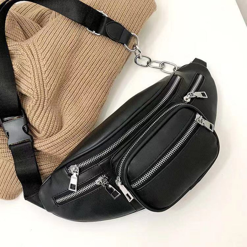 ladies bag waist bag ladies bag luxury brand PU bag bag black