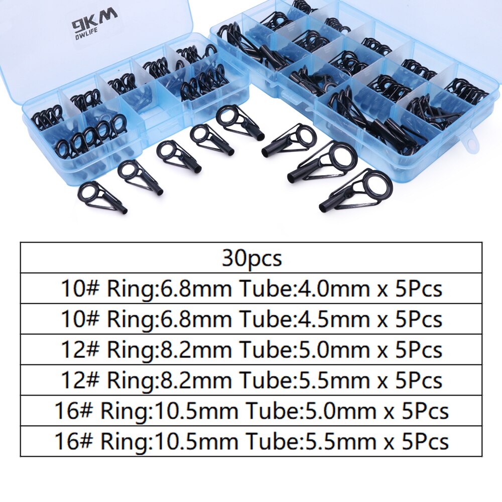 Juego de Kit de reparación de punta guía de caña de pescar, 24 ~ 230 Uds., guía de construcción de caña, anillo de cerámica de acero inoxidable, caja de pesca de agua dulce y salada: Blanco