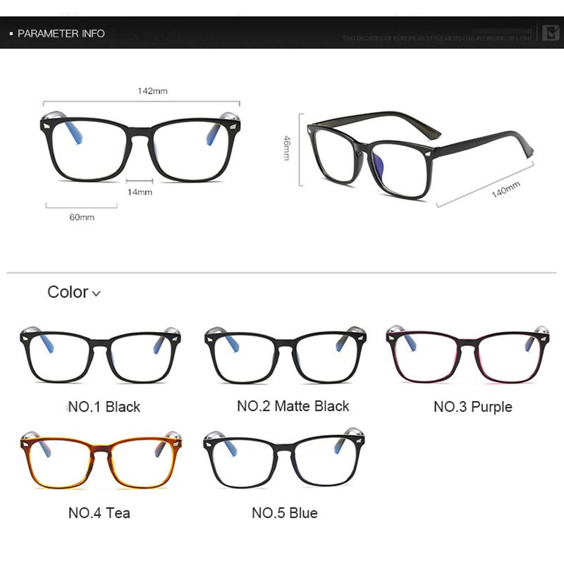 Classic Retro Blue Light Glasses Frame Men Computer Women Eyeglasses Retro plastic Clear Optical Luxury Ladies Eye Glasses