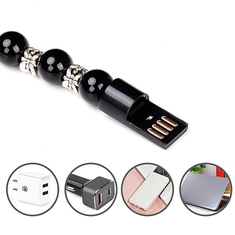 Bracelet de chargeur intelligent, bijoux, perles, poignet, USB, câble de données de charge Invisible, Compatible avec IPhone Type C Android