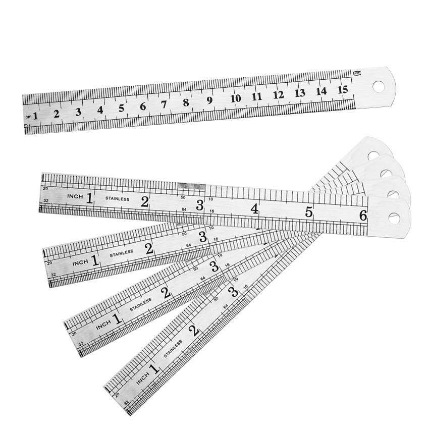 1PC Stainless Steel Metal Ruler Metric Rule Precision Double Sided Ruler Measuring Stationery 15cm