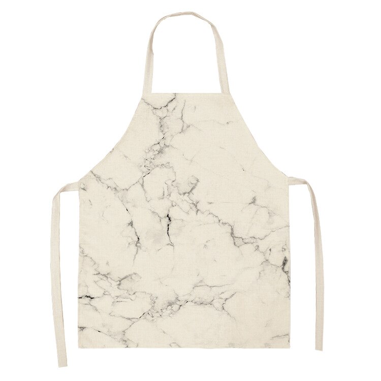 1Pcs Marmer Patroon Gedrukt Cleaning Art Schorten Thuis Koken Keuken Schort Kok Dragen Katoen Linnen Volwassen Slabbetjes 53*65Cm WQ0110: 2WQ-WQ0110-2
