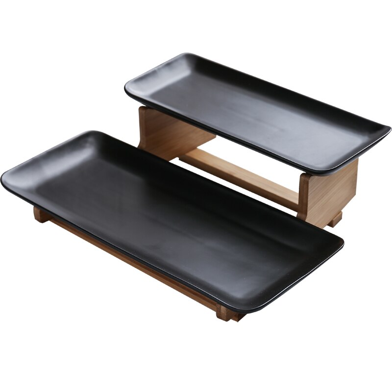 Ceramic Plate White with Stand Afternoon Tea Snack Cake Plate Restaurant Hotel Service Tray Kitchen Storage Supplies Plate Set