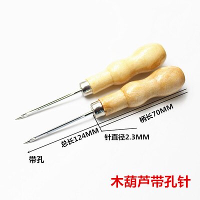 Canvas Shoes Repair Threader Stitch Needle Wooden Handle Punch Steel Awl Hole Maker Cone Leather Craft Sewing Supplies 5pc/lot: Brown