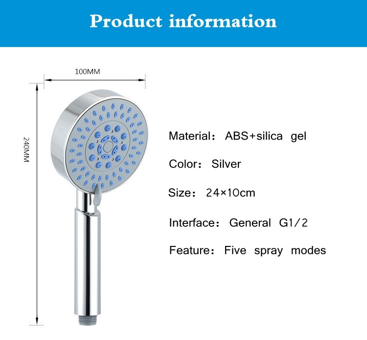 Zhang Ji Patented Efficient High Pressure Shower Head Water Saving Massage Nozzle Rainfall Bathroom Handheld Shower Head: Light Yellow