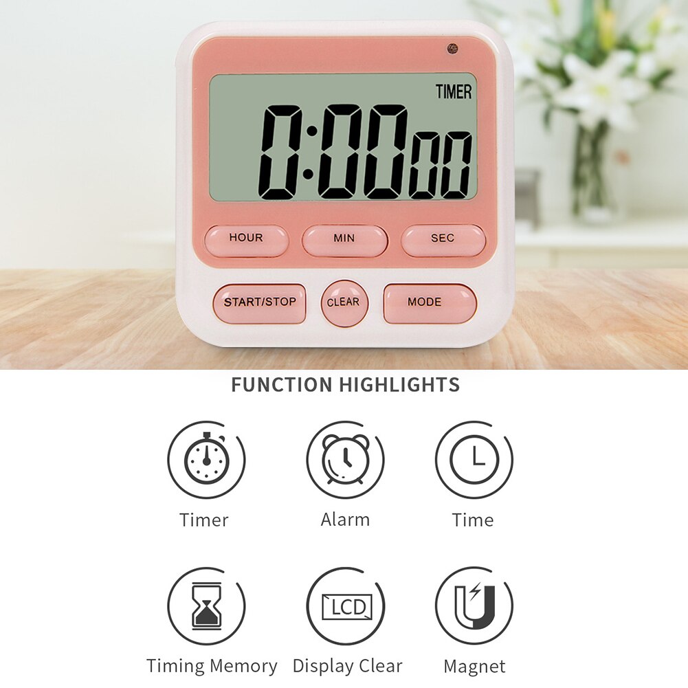 Digital Stopwatch Kitchen Cooking Count Up Countdown Timer Alarm Reminder Clock Timer Strong Magnet Back for Cooking