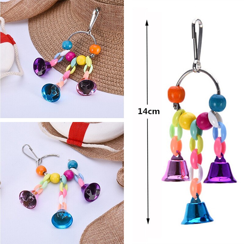 Juguetes Para loros, juguete colgante para pájaros con cuentas de colores, cadena de campana, juguete de morder para loro, accesorios para jaulas de pájaros, juguete colgante para pájaros