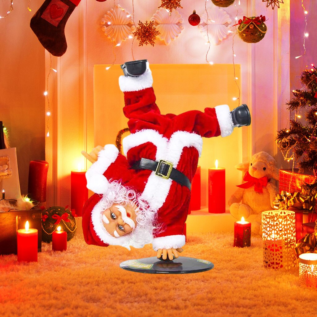 Muñeco de peluche de Papá Noel eléctrico de Navidad, muñeco de baile invertido, fácil de instalar