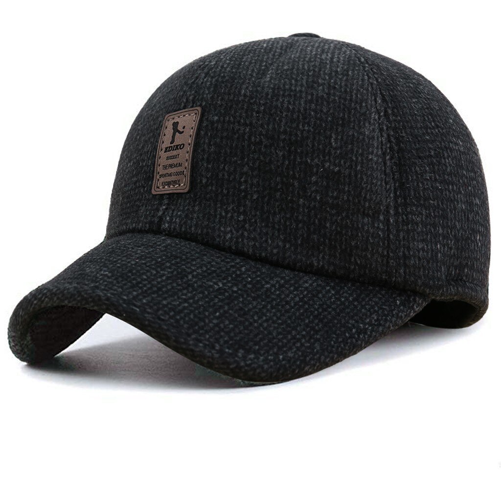 Orejeras para el invierno para hombre, gorra de béisbol de algodón, adecuada para correr al aire libre, visera de sol, Color sólido, ajustable
