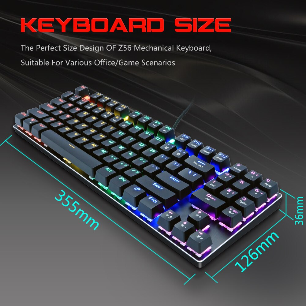 Wired Gaming Mechanical Keyboard Backlit 89 Key With Number keys Blue Red Brown Switch For Game Laptop PC Computer Russian US