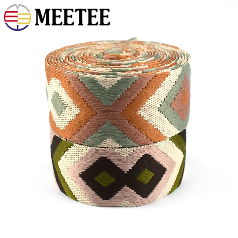 Meetee 2M 50Mm 2Mm Dik Polyester Jacquard Webbing Bag Riem Riem Geweven Patroon Lint Band Diy Kledingstuk naaien Omboordsels Tape
