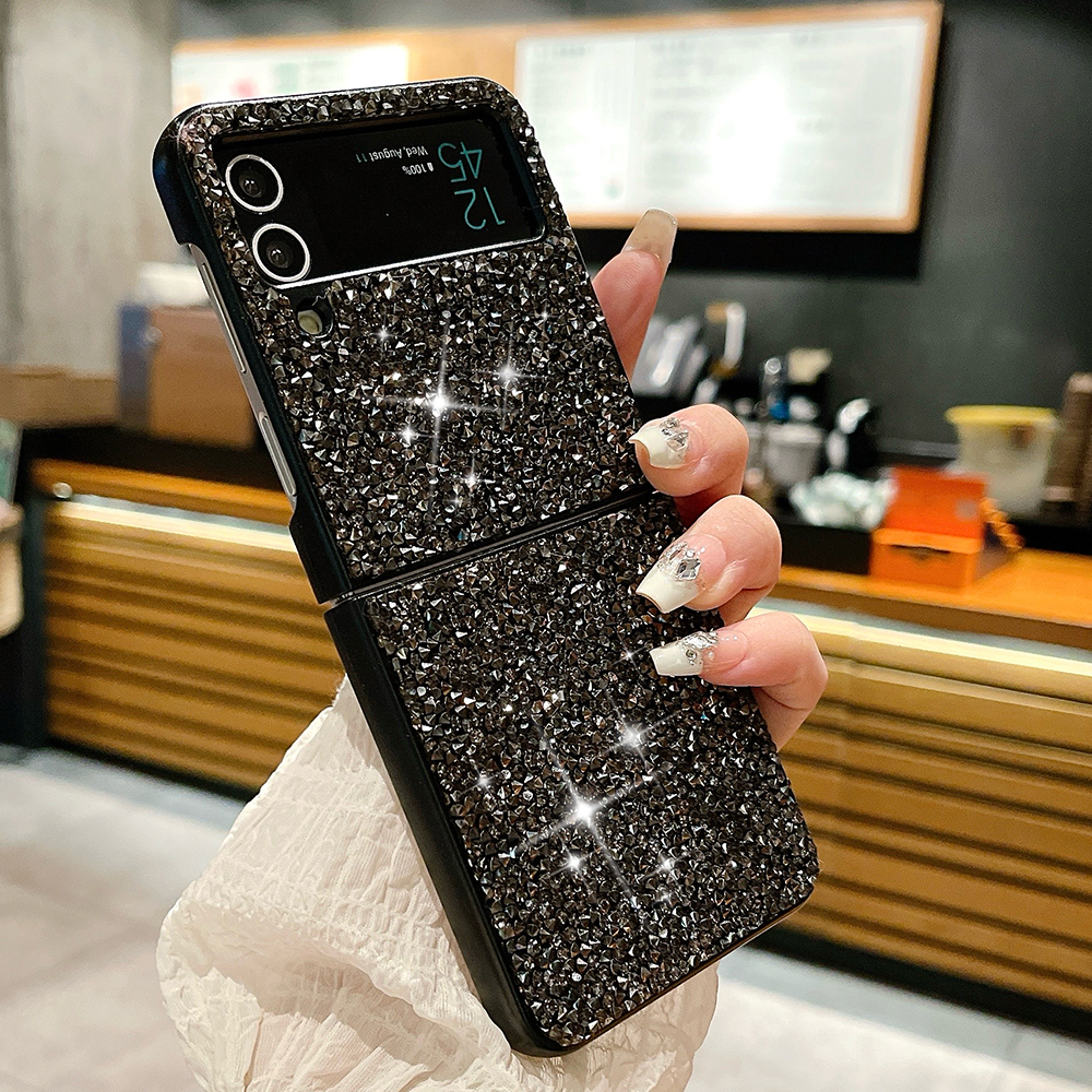 Funda de teléfono de lujo con diamantes de imitación y diamantes de imitación para Samsung Galaxy Z Flip 6 5 4 3 5G, funda suave ultrafina con protección a prueba de golpes
