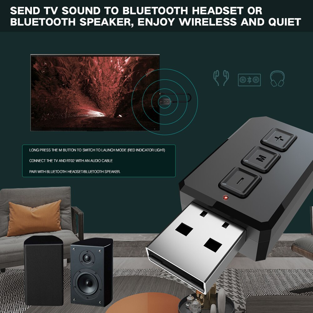 Audio Receiver Draadloze Muziek Adapter Usb Bluetooth Audio Dongle Voor Pc Auto Tv Telefoon Speaker Zender Ontvanger