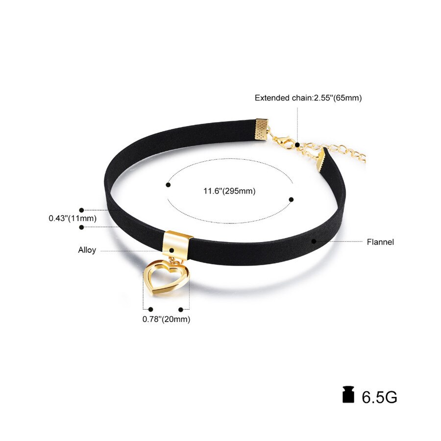 Xqni zwarte flanellen hartpatroon roestvrij staal casual/sportieve match hanger dames torque ketting voor kerstmis