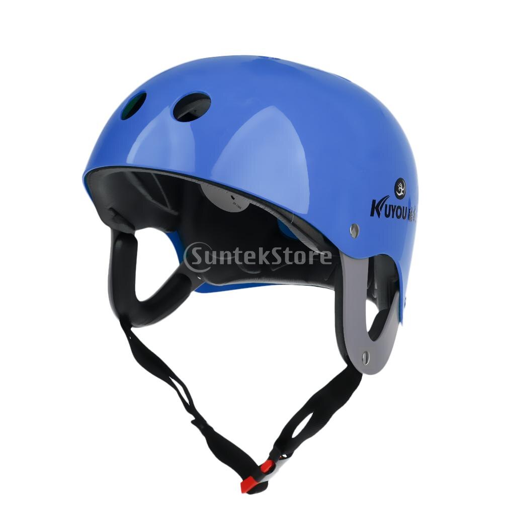 Pro sikkerhedsjusterbar hjelm med ce-certificering til vandsport kite wake board kajakrafting rafting hovedomkreds 57-62cm: Blå
