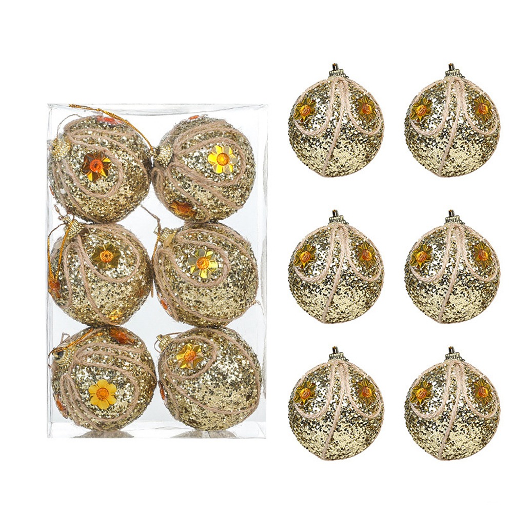 6 stuks witgoud schuim kerstballen hanger onbreekbaar handgemaakte kerst hangende ballen herbruikbaar: Licht Geel