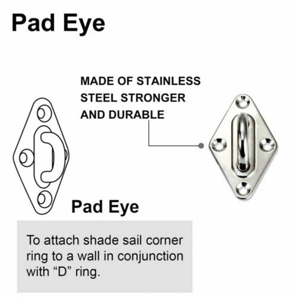 6'' Sun Sail Shade Canopy Stainless Steel Fixing Fittings Hardware Accessory Kit Turnbuckle Pad Eye Carabiner Clip Hook Screws