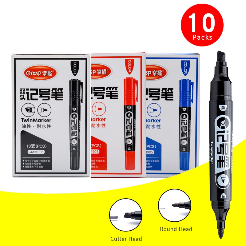5/10pcs Permanent marker Indelible Waterproof Pens Dual Side Writing two side smooth writing