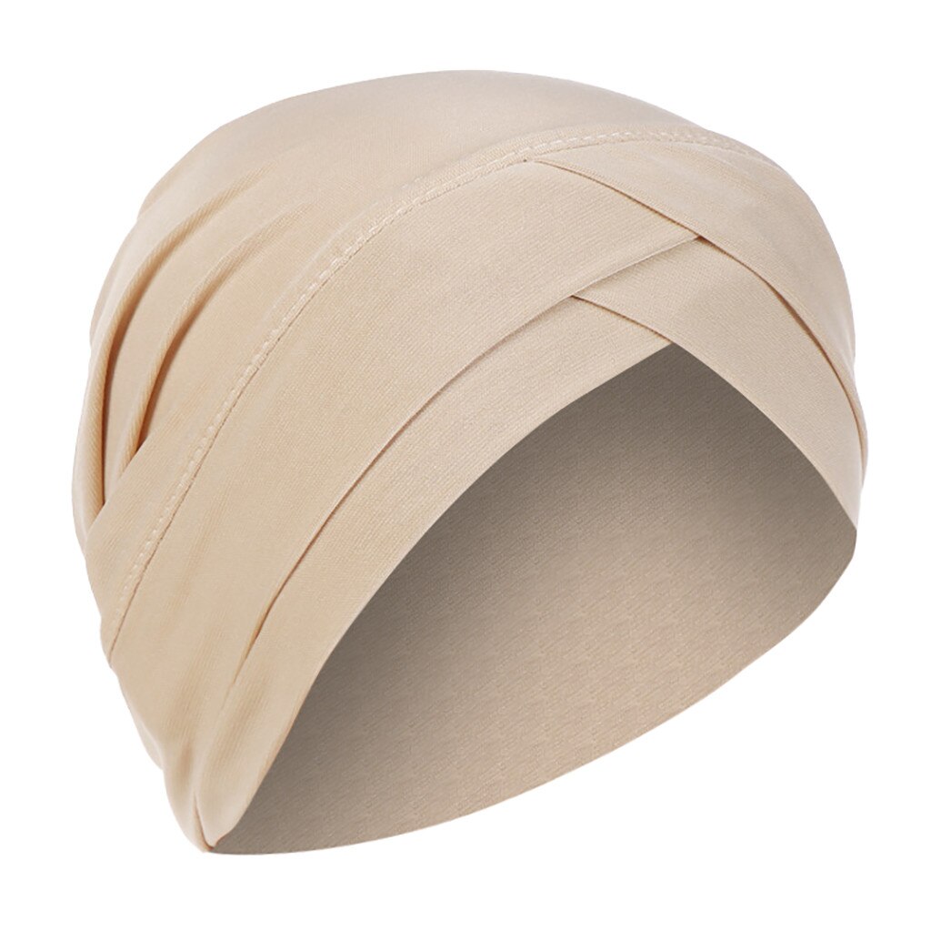 Women Solid India Hat Muslim Ruffle Cancer Chemo Beanie Turban Wrap Scarf Cap Ruffle Femme Scarf Cap Islamic Head Cover Hair