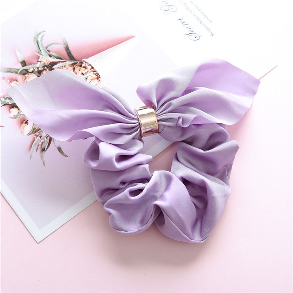 Kvinnor håraccessoarer hår scrunchie rosetter hästsvanshållare hårband godis färg rosett knut scrunchy flickor hårslipsar: Lila