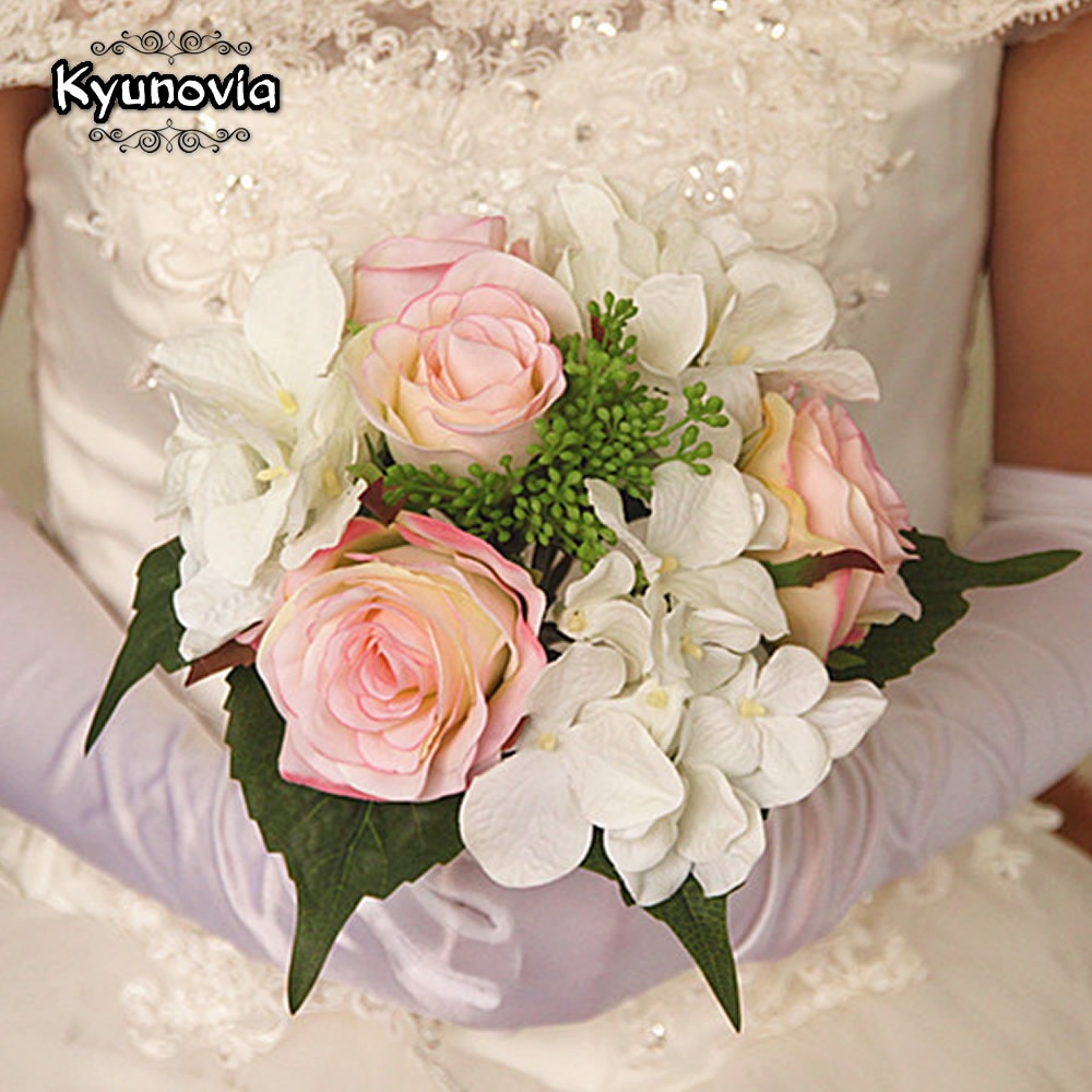 Kyunovia naturlig hortensia rosor boho brudtärna bröllopsbukett rustika bröllopsblommor vinröd rouge brudbukett  d36