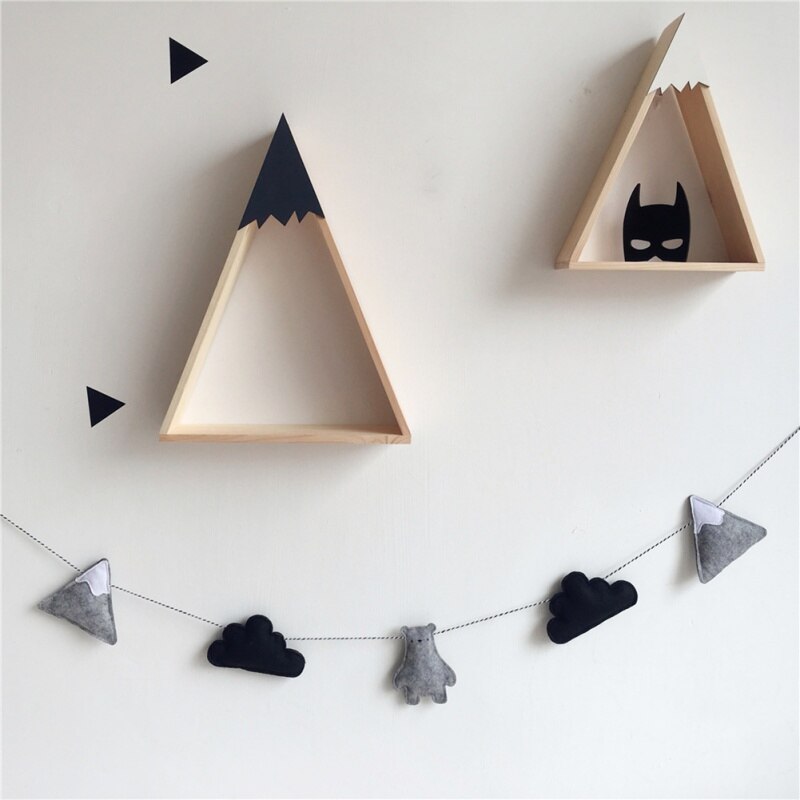 3 Styles Kids Room Decoration Hanging Wall Decor Felt Fabric Cloud Garland String Party Banner Bed Mat Baby Bunting Ornaments: E