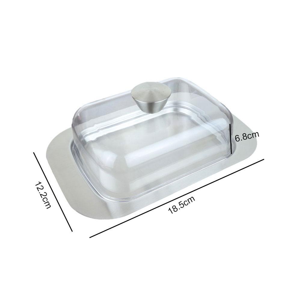 1pc Stainless Steel Butter Dish Box Container Cheese Server Storage Keeper Tray With Lid Kitchen Dinnerware