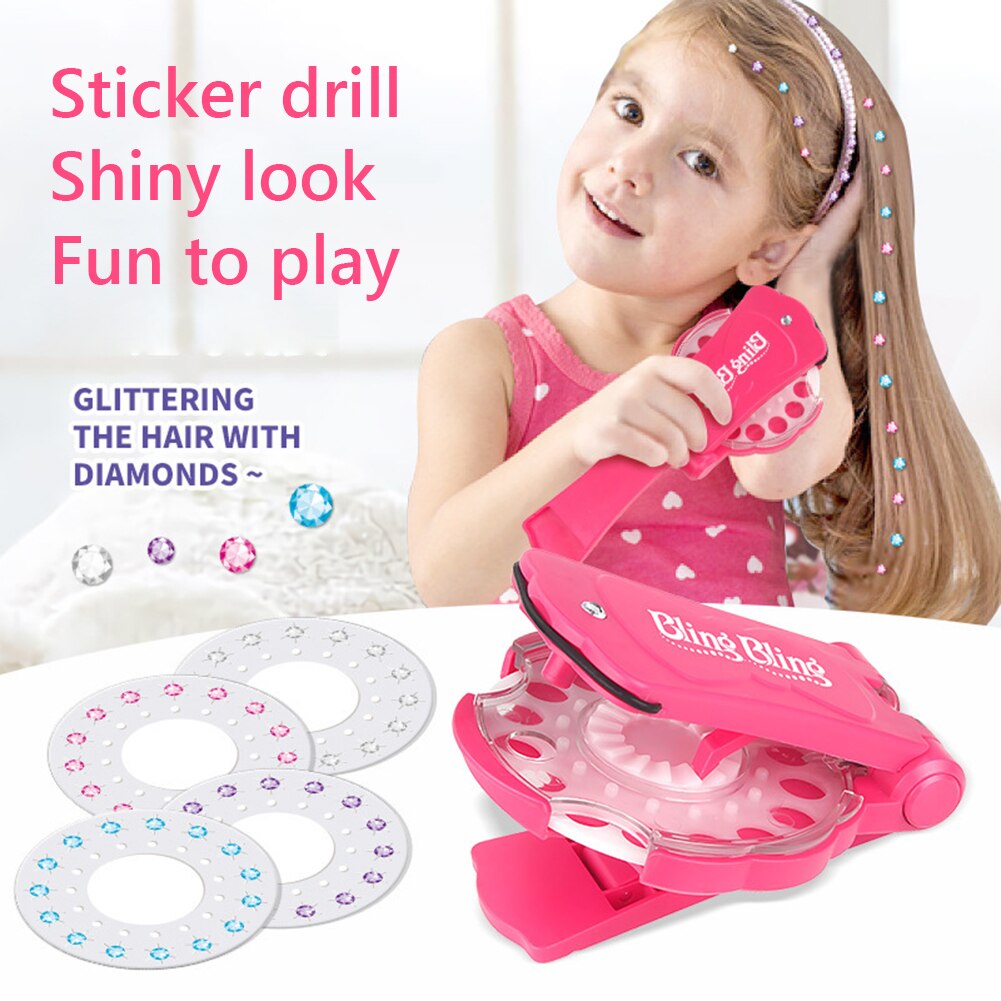 Bling Gem Stapler Rhinestone Stickers Kits for Kids Girls Makeup Beauty Pretend Play Toys Hairdressing Art Decoration