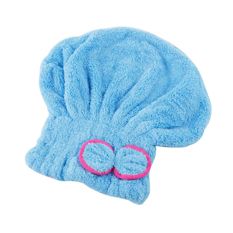 Microfiber Shower Caps Bath Cap Turban Solid Quickly Dry Hair Hat Women Cap Bath Drying Towel Head Wrap Hat Bathroom Accessories: blue