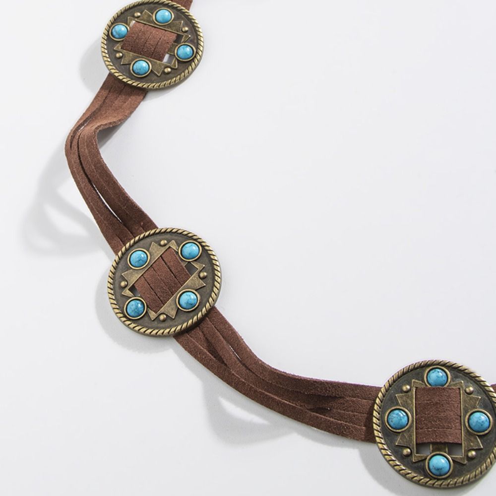 Faja trenzada con borlas simples para mujer, cinturón con cuentas, cadena de cintura bohemia, faja de estilo occidental, pretina de estilo étnico para chica