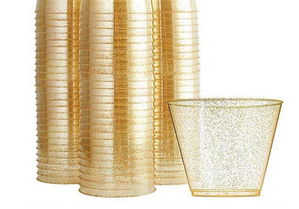 Vasos de plástico con purpurina, vasos transparentes desechables de 9OZ para boda, de Acción de Gracias, decoración para eventos, Copa sin BPA