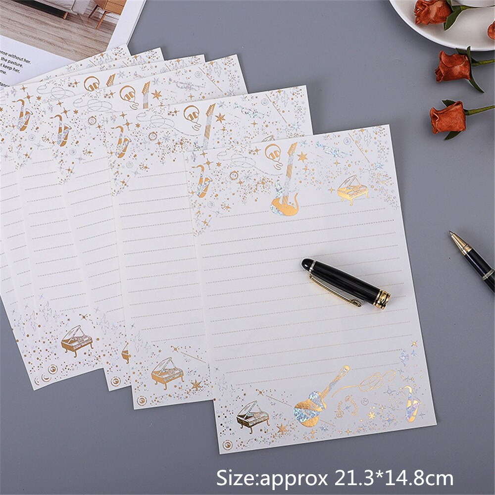 8 Sheets Kraft Vintage Writing Paper Flower Brown Letter Paper Romantic Greeting Letter Paper Writing Paper: C