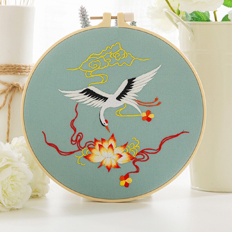 Chinese DIY Flower Embroidery Kit Cross Stitch Set With Hoop Pattern Printed Needlework Sewing Art Handicraft Decor 2022