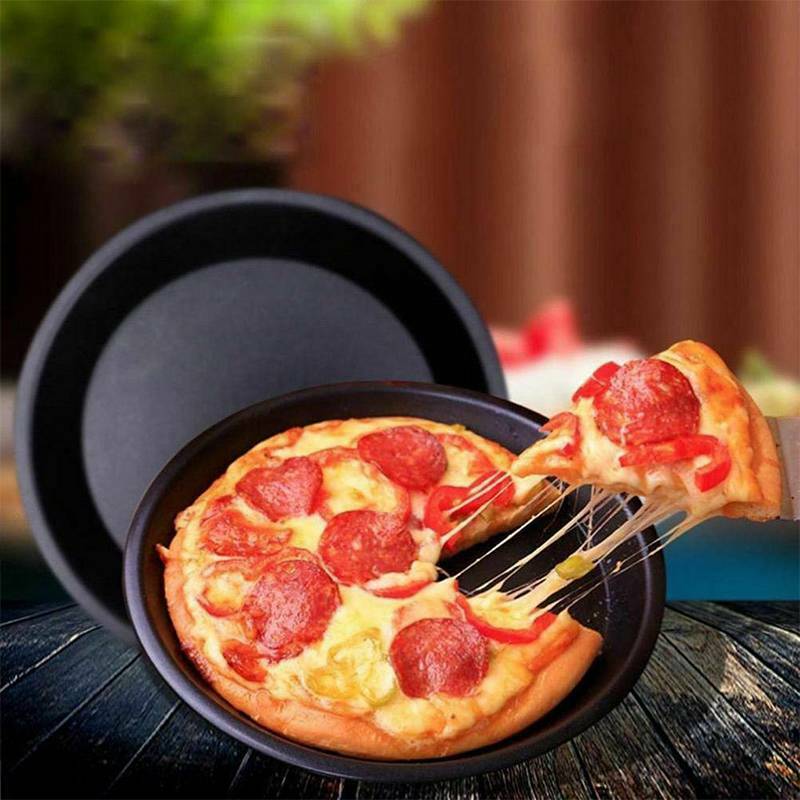 6-10" Non Stick Pizza Tray Carbon Steel Baking Round Oven Plate Pizza Pan Plate