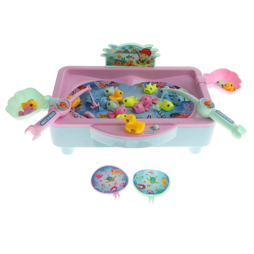 32Pcs Baby Magnetic Fishing Toy Vivid Fish Model Playset & Electric Revolving Fish Musical Pool Early Developmental Game