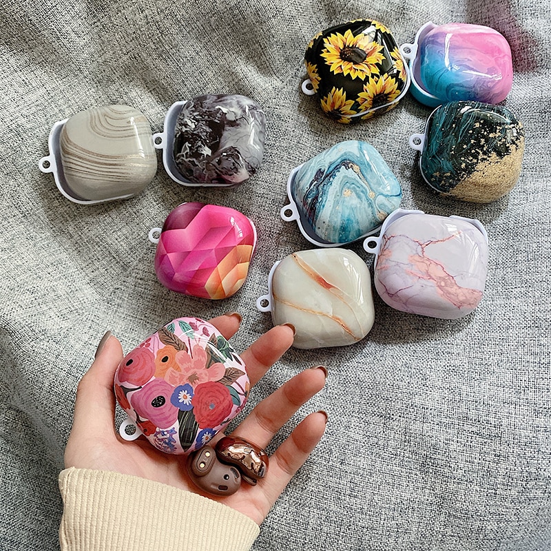 Moda Vintage Marmorizzazione Modello di Fiori Cassa Auricolare Per Samsung Boccioli di Live Rende Liscia di Plastica Dura di Lusso Della Copertura Antigraffio