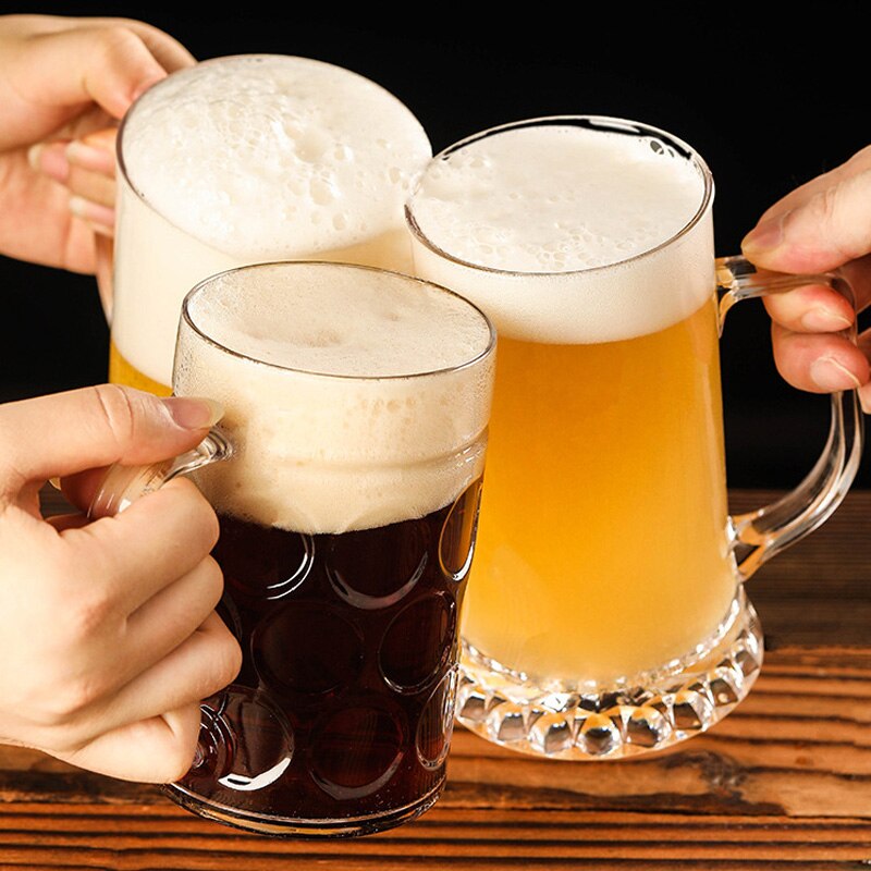 12 Large Capacity Beer Mug Glass Transparent Food Grade Plastic Anti Bar Glass 400-600ml Juice Cup Draught-beer Cup