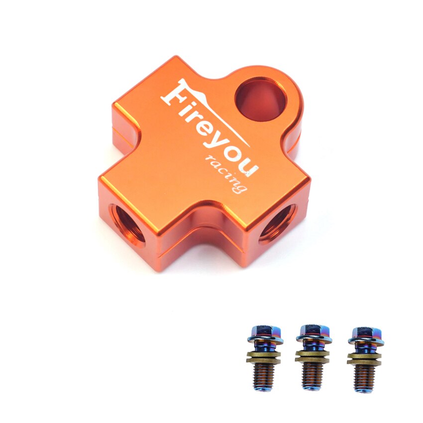 Hydraulisk bremseslange tilslutning adapter tee kobling til motorcykel dirt pit cykel atv bremsesystem slange forbindelse olie link: Orange