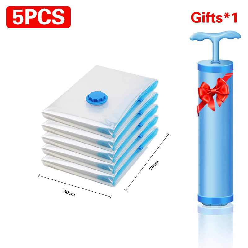 1/5pcs Vacuum Storage Bags,Clothes Organizer Seal Quilt Storage bag Clothing Storage Space Saving Travel Organizer: 50 x 70cm 5pcs