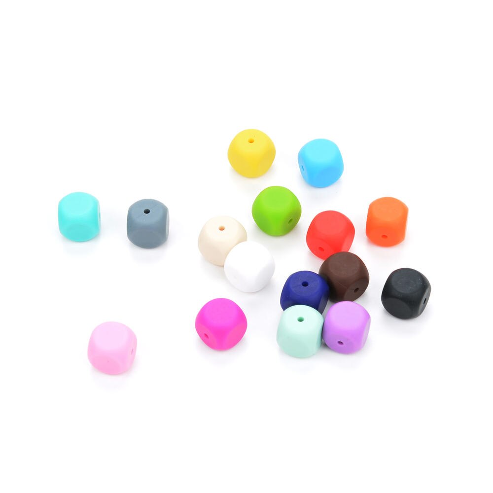 LOFCA-Cuentas sueltas de silicona para dentición de bebé, mordedor de silicón, joyería para masticar, collar sin BPA, 10 Uds.