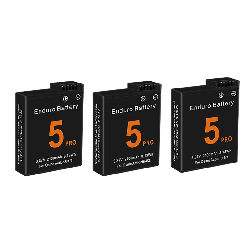 Battery for DJI Osmo Action 5 Pro Action Camera Batteries 3 Slots Fast Charger 2100mah Battery for Osmo 3 4 5 Pro Accessories: RED