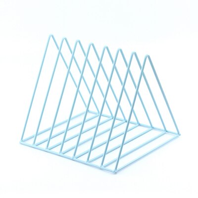 1 Pc Nordic Metal Bookends Shelf Holder Triangle 9 Grid Wrought Iron Desktop Storage Rack Bookshelf File Magazine Rack Organizer: F