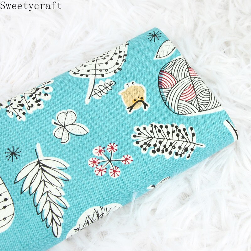 Tejido de algodón grueso de 110x45cm con estampado de hojas tela de algodon DIY hecha a mano Material de mosaico accesorios textiles para el hogar