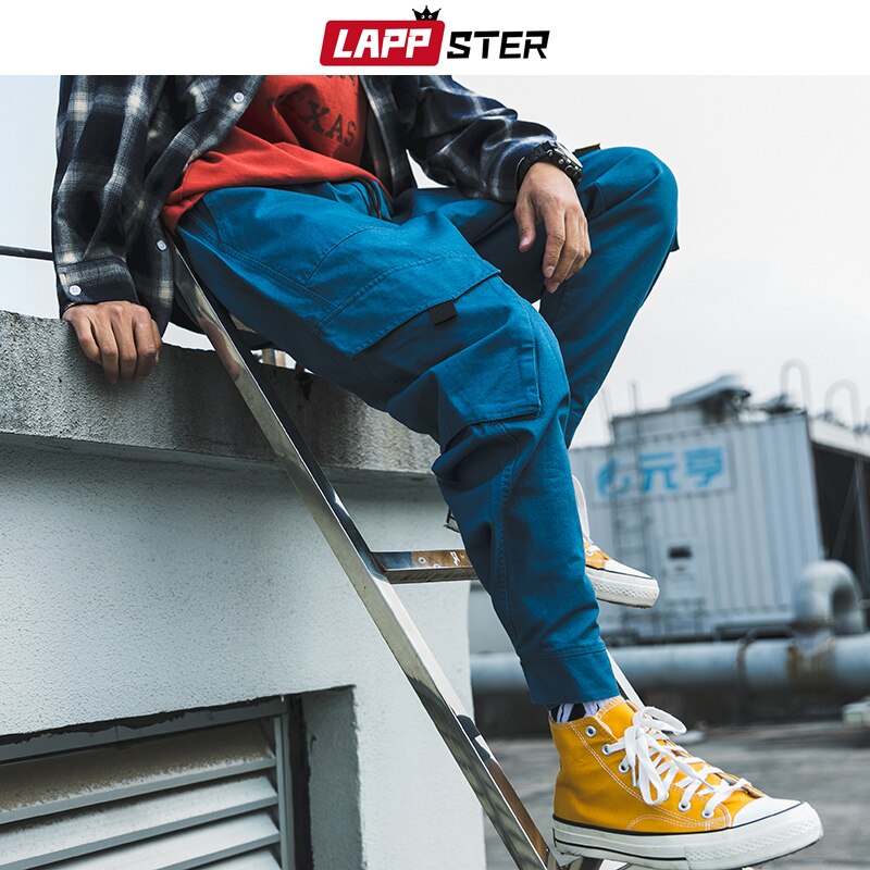 Lappster mænd streetwear hip hop cargo bukser overalls herre sorte casual harajuku sweatpants mandlige farverige joggerbukser 3xl