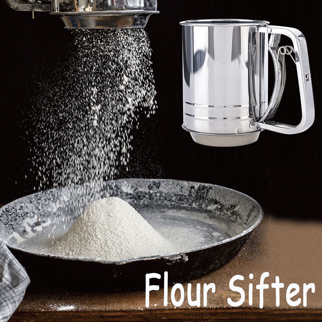 Flour Sifter Stainless Steel - Large Capacity Stainless Steel Sifter For Baking Flour, Powdered Sugar - Double Layer