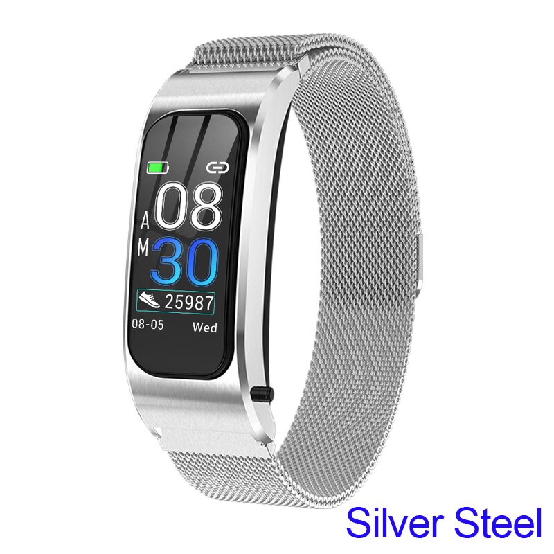 Smart Watch R21 Bluetooth Phone Call Answer Bracelet Heart Rate Blood Pressure Fitness Tracker Color Men Women Sports Alarm Band: SILVER STEEL